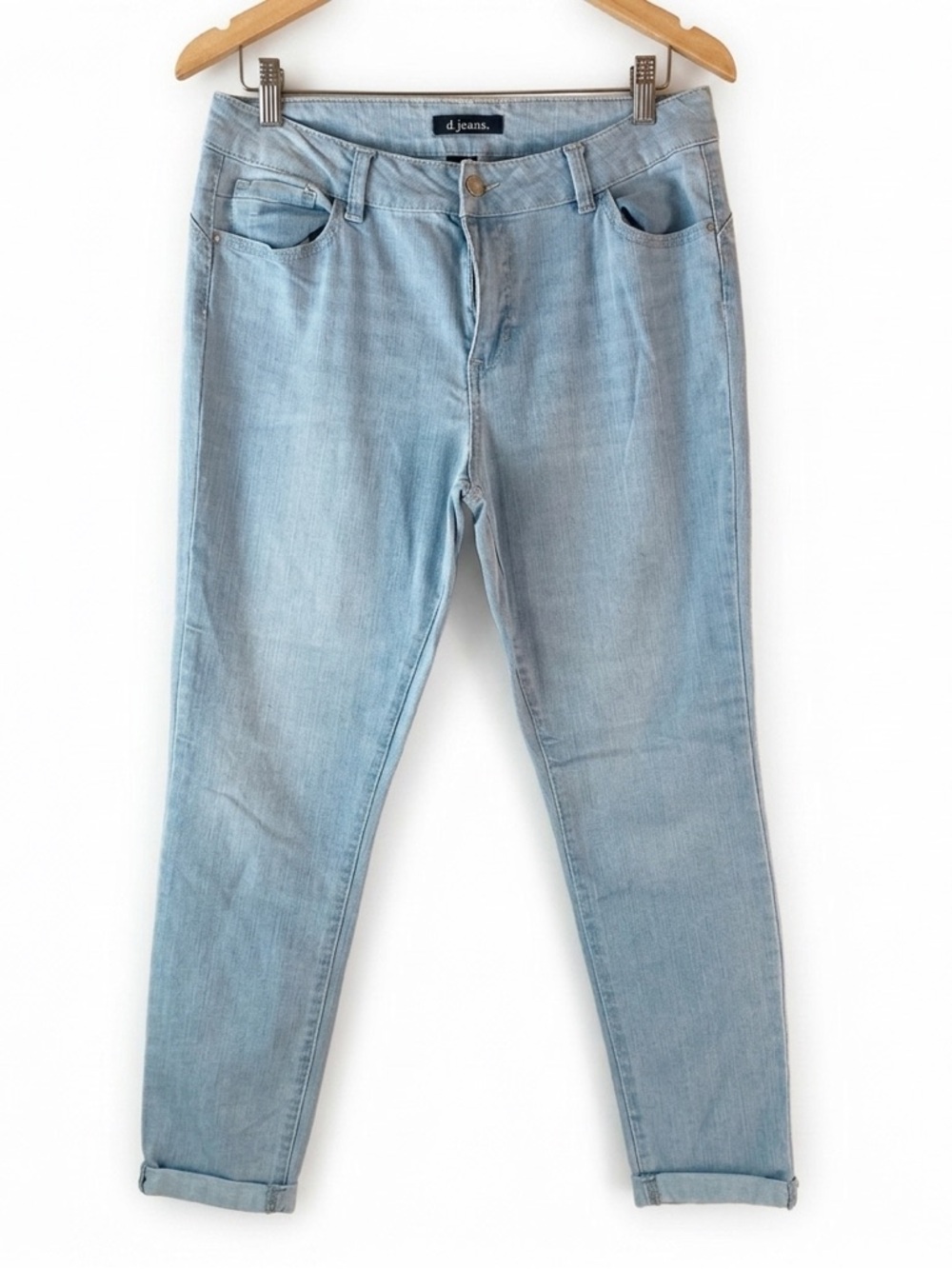 d.jeans Light Wash Skinny Jeans with Cuffed Hem - Size 10